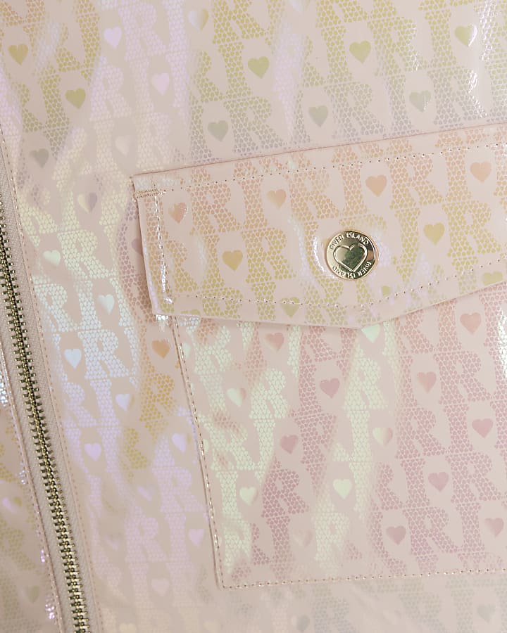Girls Pink RI Monogram Raincoat