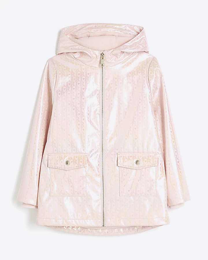 Girls Pink RI Monogram Raincoat