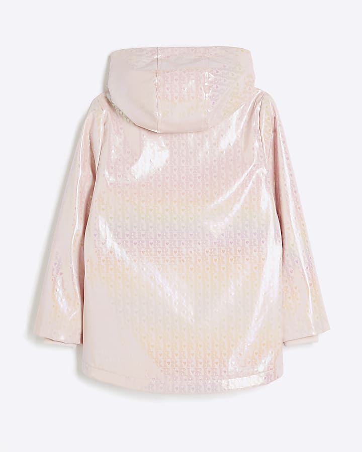 Girls Pink RI Monogram Raincoat