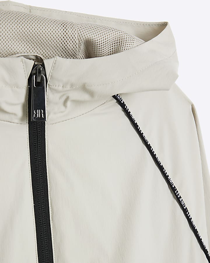 Boys Beige Sporty Piped Jacket