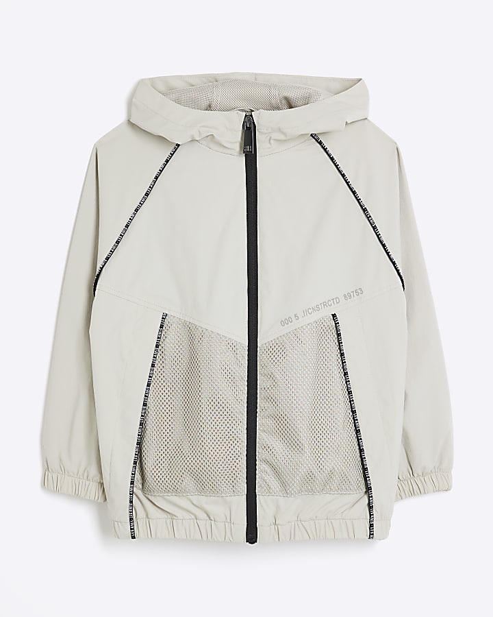 Boys Beige Sporty Piped Jacket