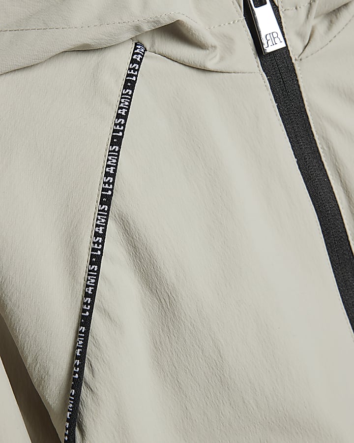 Mini Boys Beige Sporty Piped Jacket