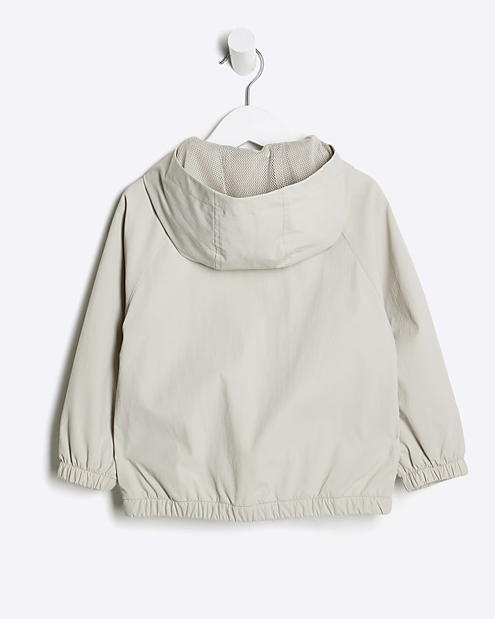 Mini Boys Beige Sporty Piped Jacket