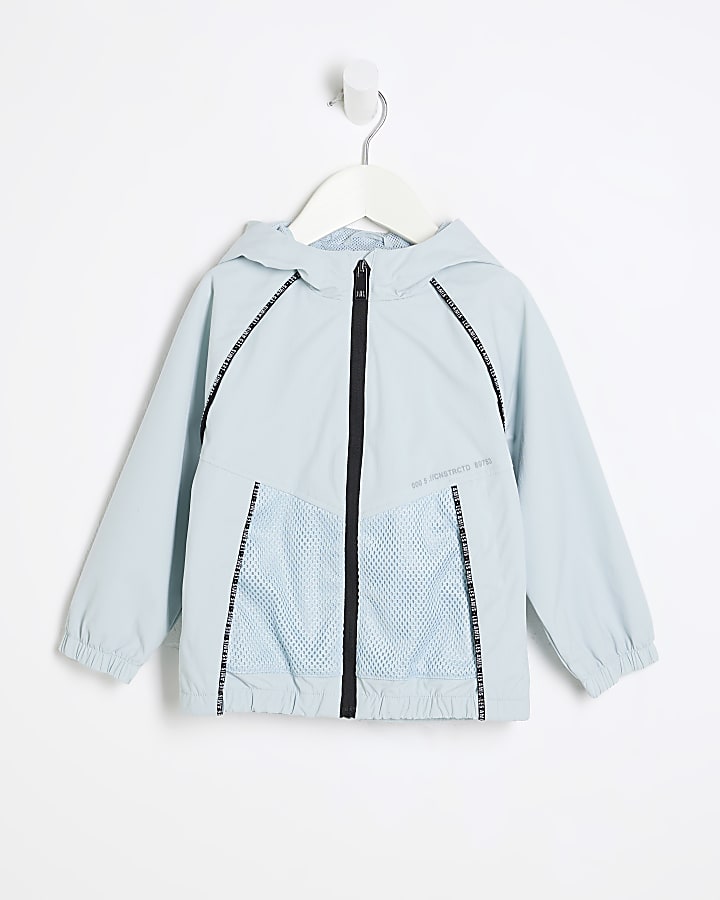 Mini Boys Blue Sporty Piped Jacket