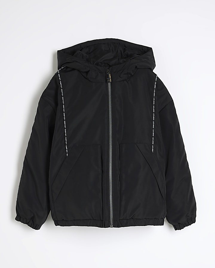 Boys Black Taped Padded Jacket