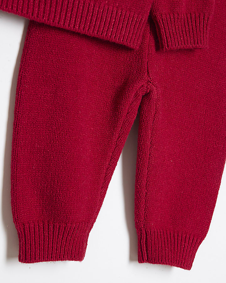 Baby Girls Red Bear Christmas Jumper Set River Island