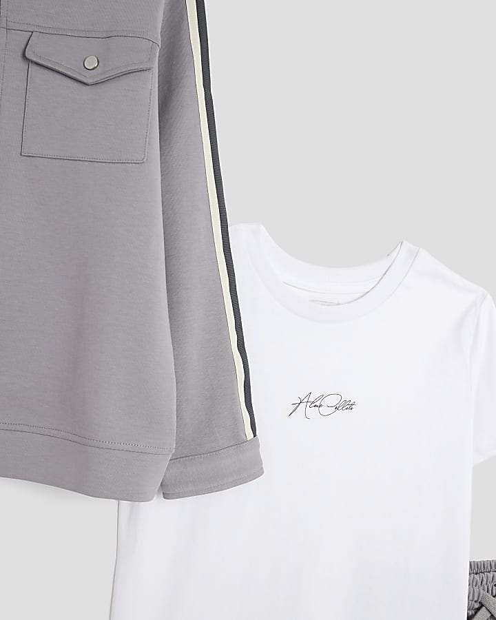 Boys Grey Taped Jacket 3 Piece Set