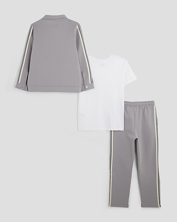 Boys Grey Taped Jacket 3 Piece Set
