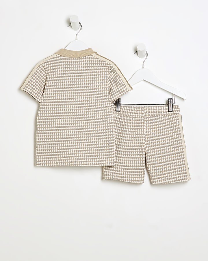 Mini Boys Stone Taped Polo Shirt Set