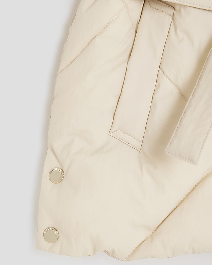 Girls Cream Belted Gilet