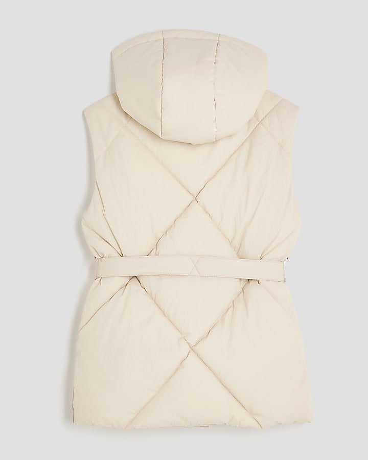 Girls Cream Belted Gilet