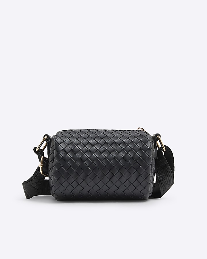 Girls Black Weave Cross Body Bag