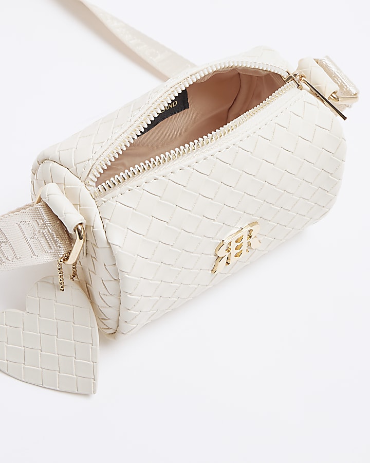 Girls Cream Weave Cross Body Bag