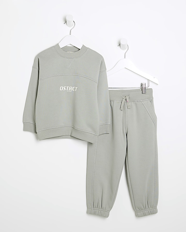 Mini Khaki District Sweatshirt Set