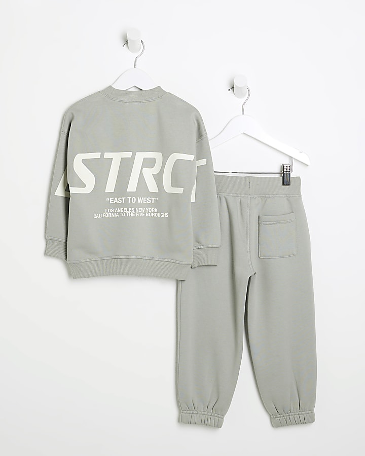 Mini Khaki District Sweatshirt Set