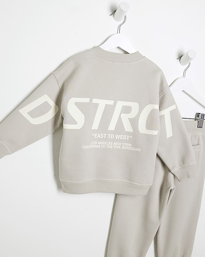 Mini Beige District Sweatshirt Set