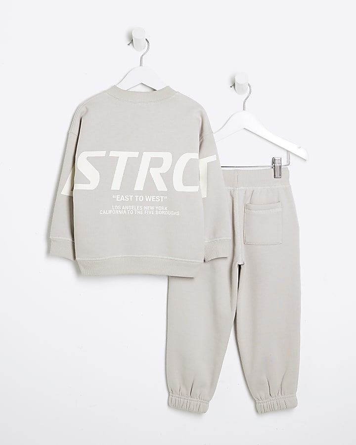 Mini Beige District Sweatshirt Set