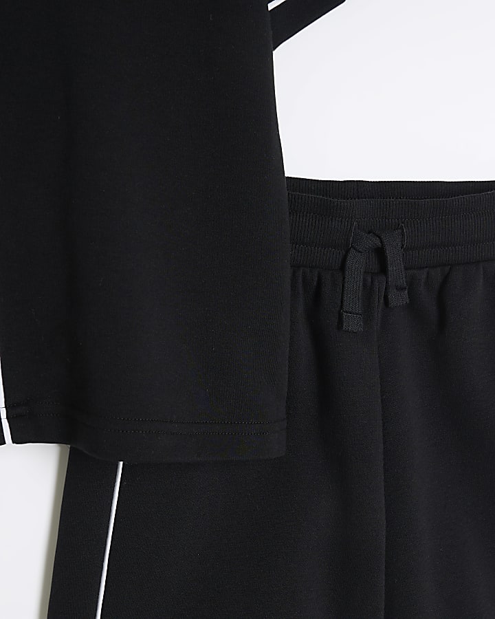 Boys Black Baseball Shirt And Shorts Set