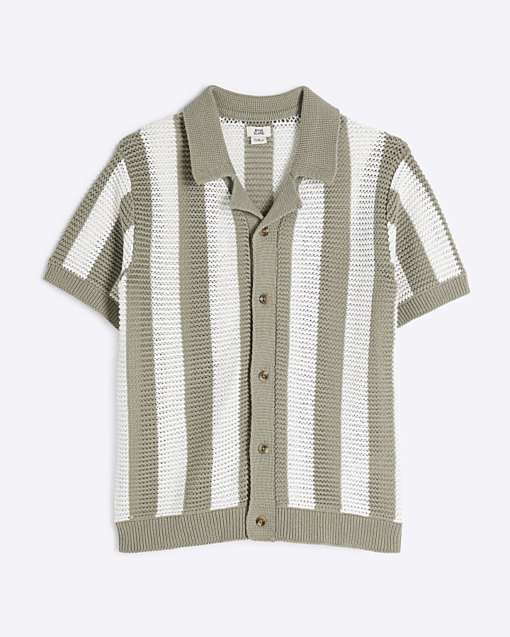 Boys Green Stripe Polo Shirt