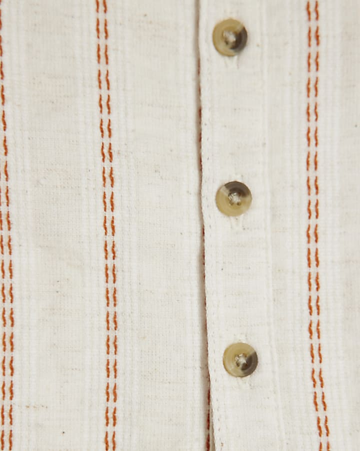 Baby Boys Cream Red Stripe Shirt Set
