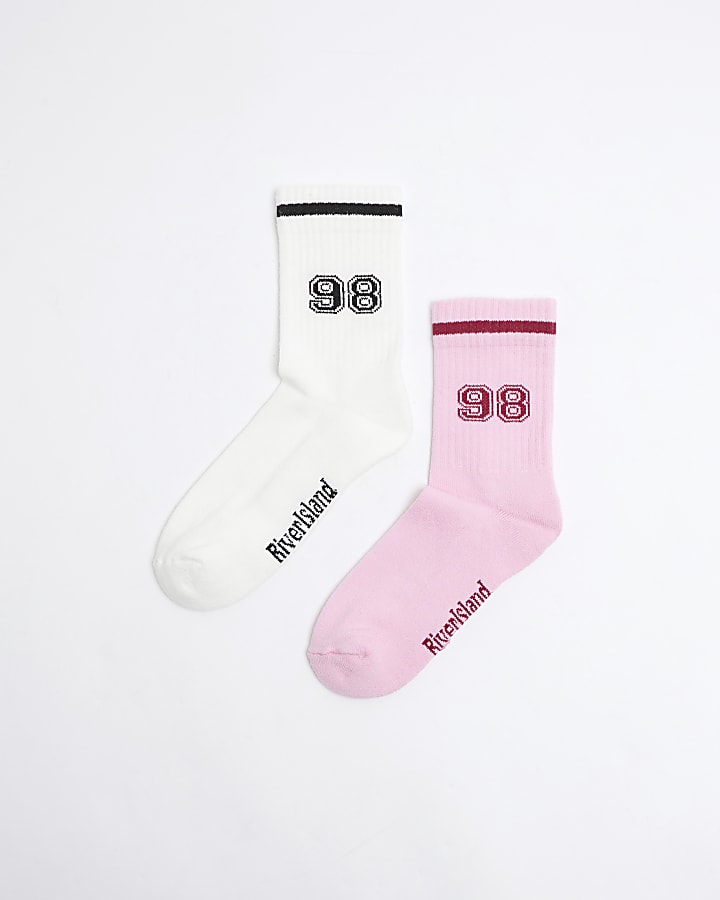 Girls 2 Pack Pink 98 Tube Socks