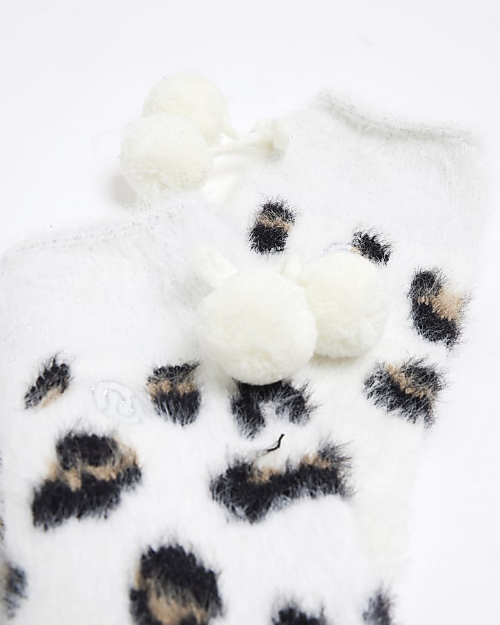 Girls Pink Leopard Cosy Socks Set