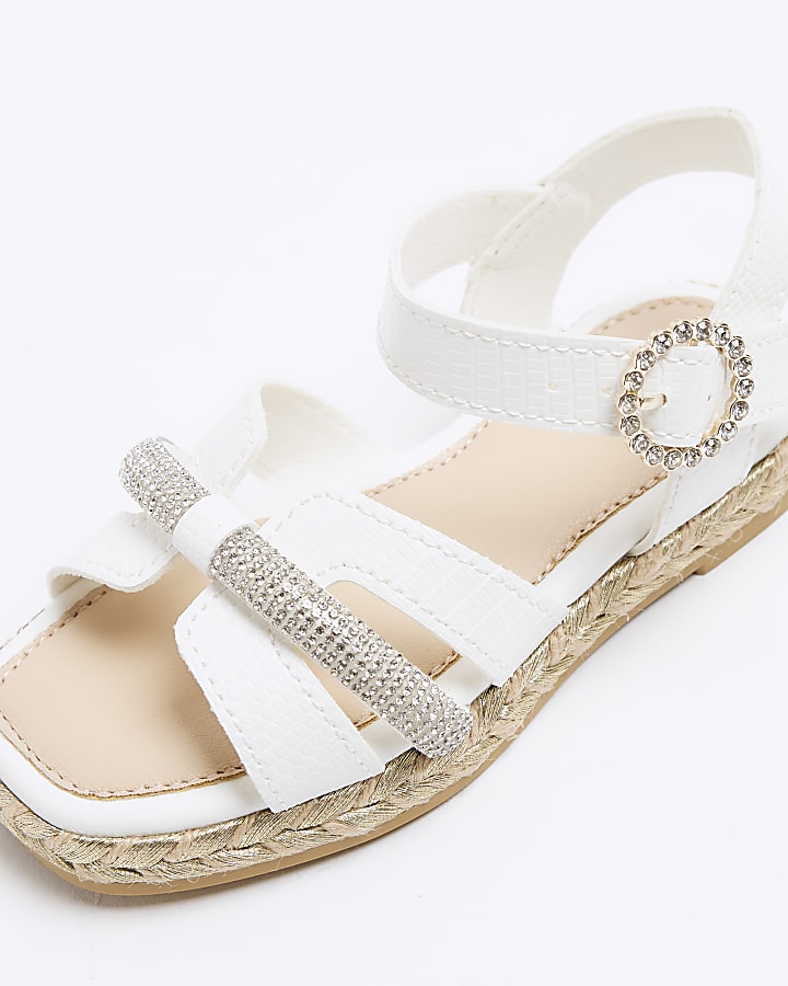 Mini Girls White Faux Leather Sandals