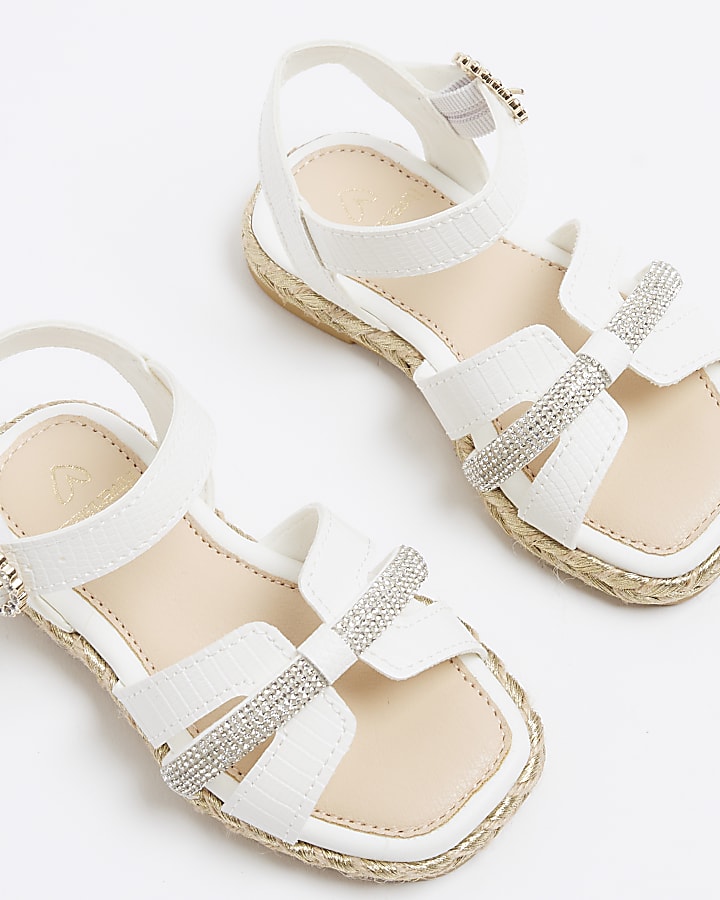 Mini Girls White Faux Leather Sandals