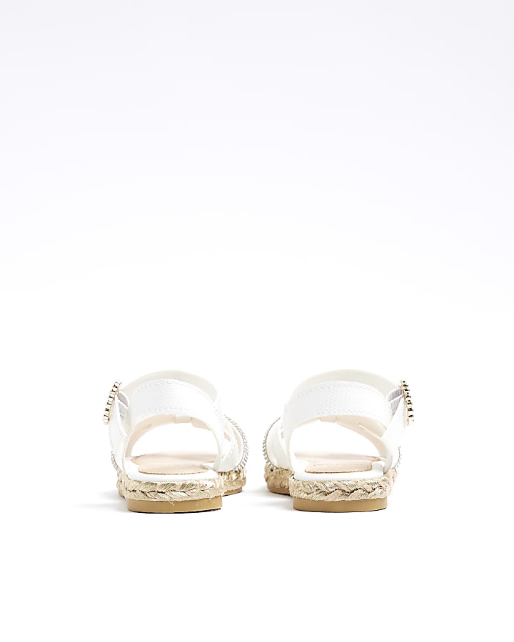 Mini Girls White Faux Leather Sandals