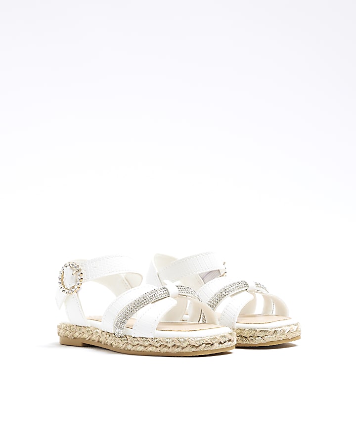 Mini Girls White Faux Leather Sandals