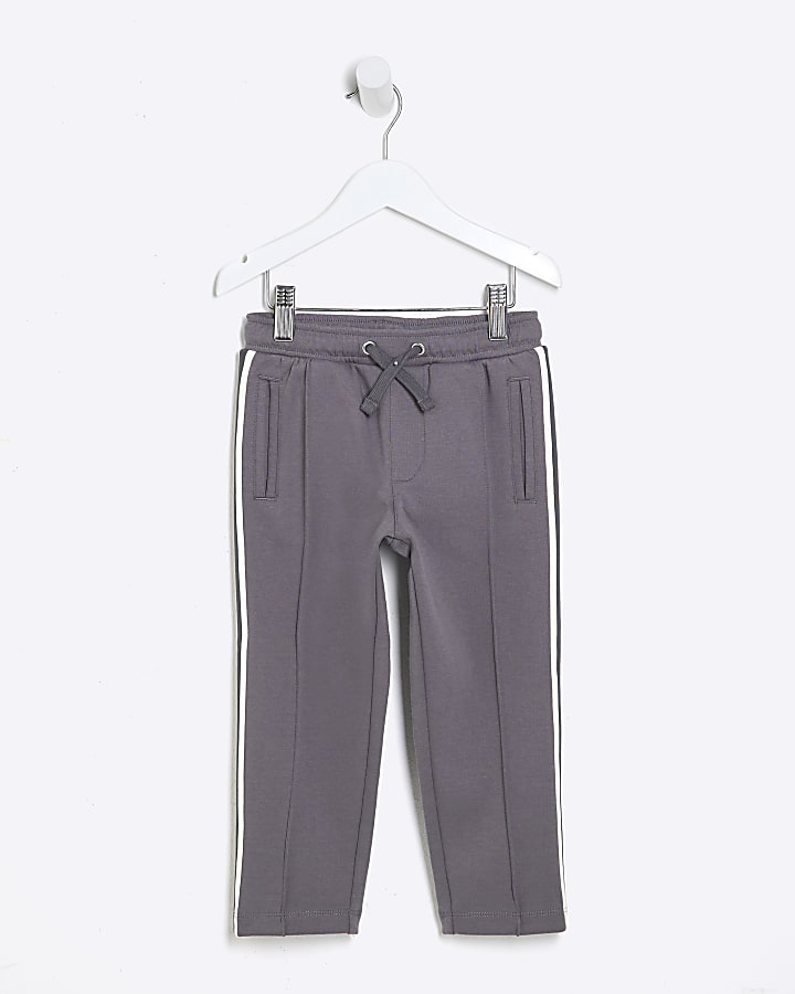 Mini Boys Grey Taped Stripe Joggers