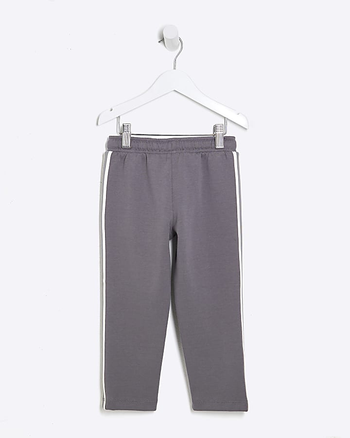 Mini Boys Grey Taped Stripe Joggers