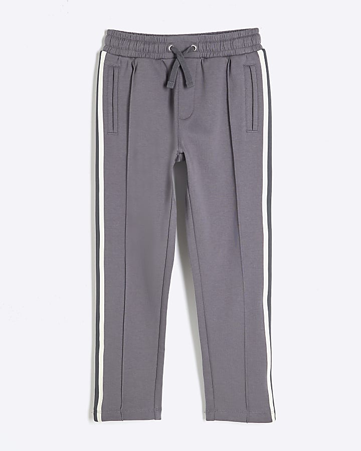 Boys Grey Taped Stripe Joggers