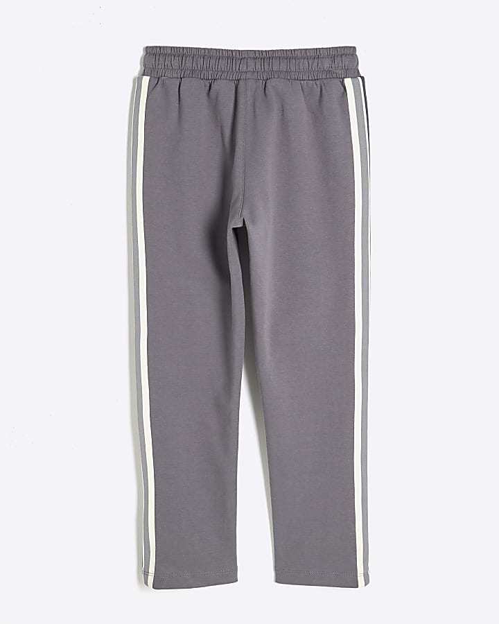 Boys Grey Taped Stripe Joggers