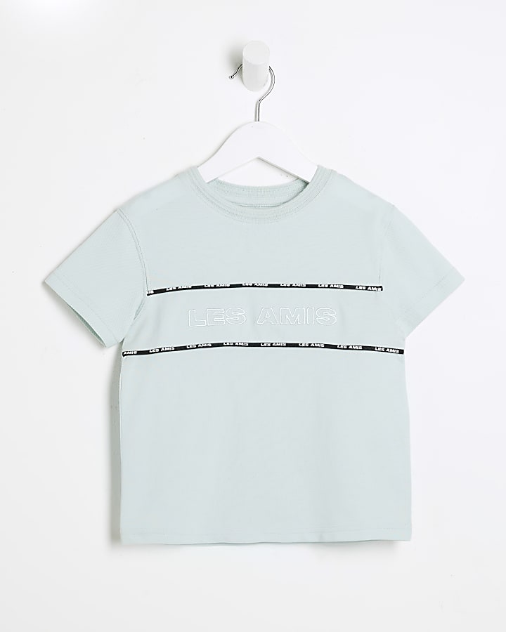 Mini Boys Blue Piped T-Shirt