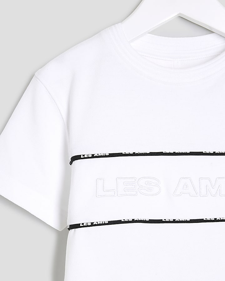 Mini Boys White Piped T-Shirt