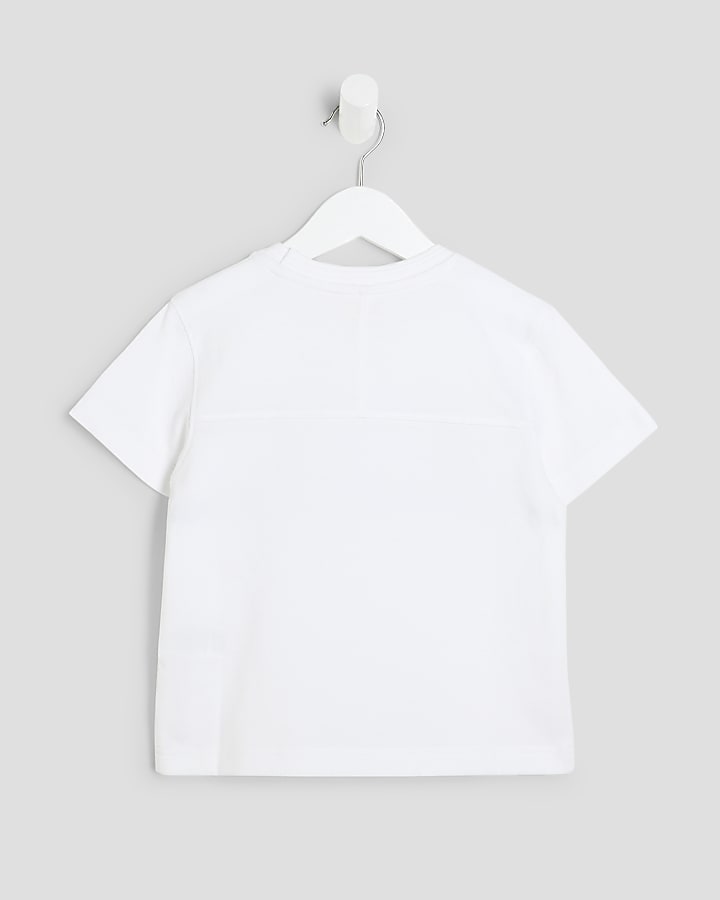 Mini Boys White Piped T-Shirt