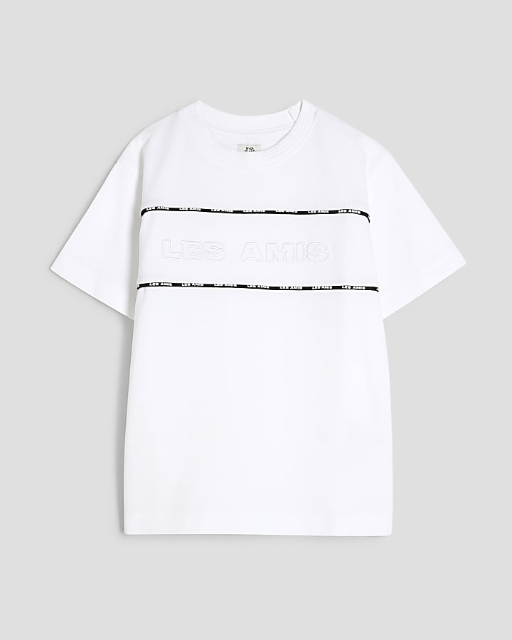 Boys White Piped T-Shirt