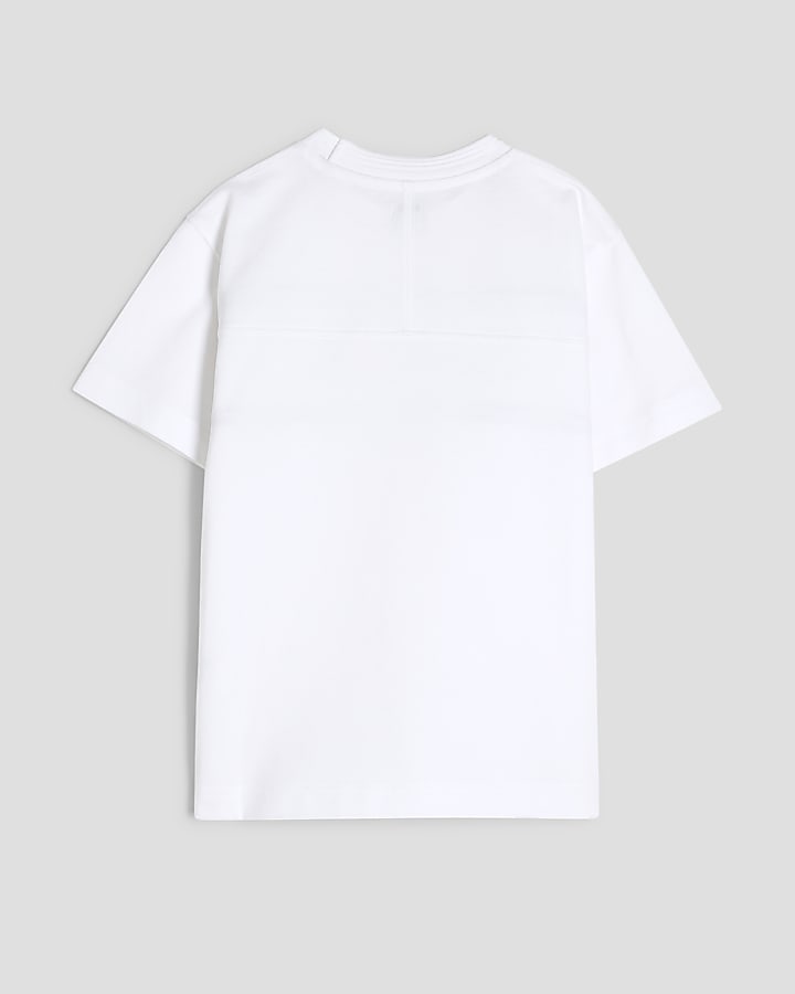 Boys White Piped T-Shirt