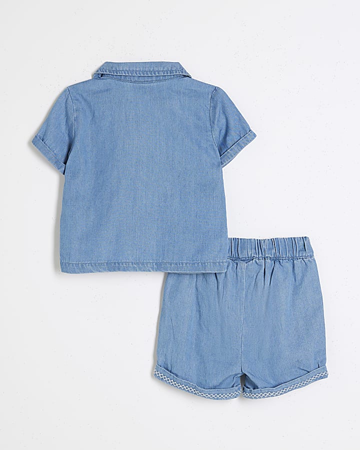 Baby Boys Blue Chambray Short Set