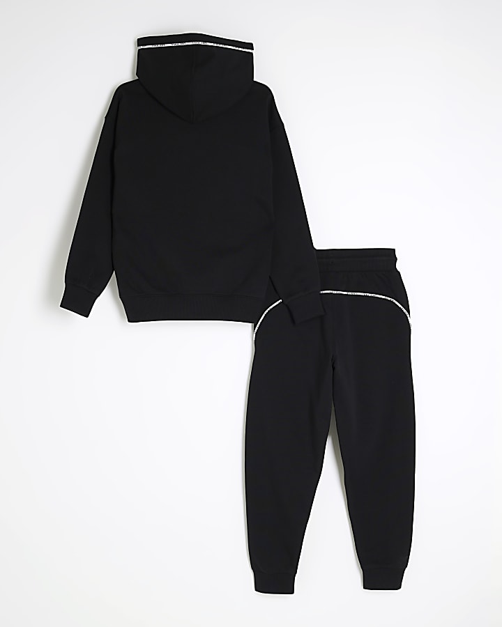 Boys Black Piped Tracksuit Set