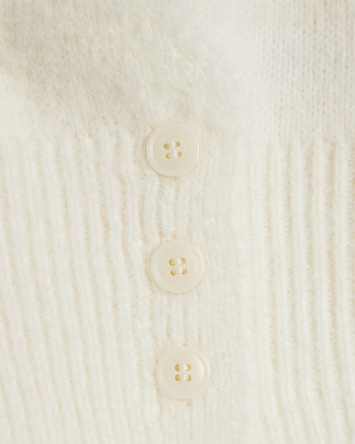 Girls Cream Cut Out Button Up Jumper
