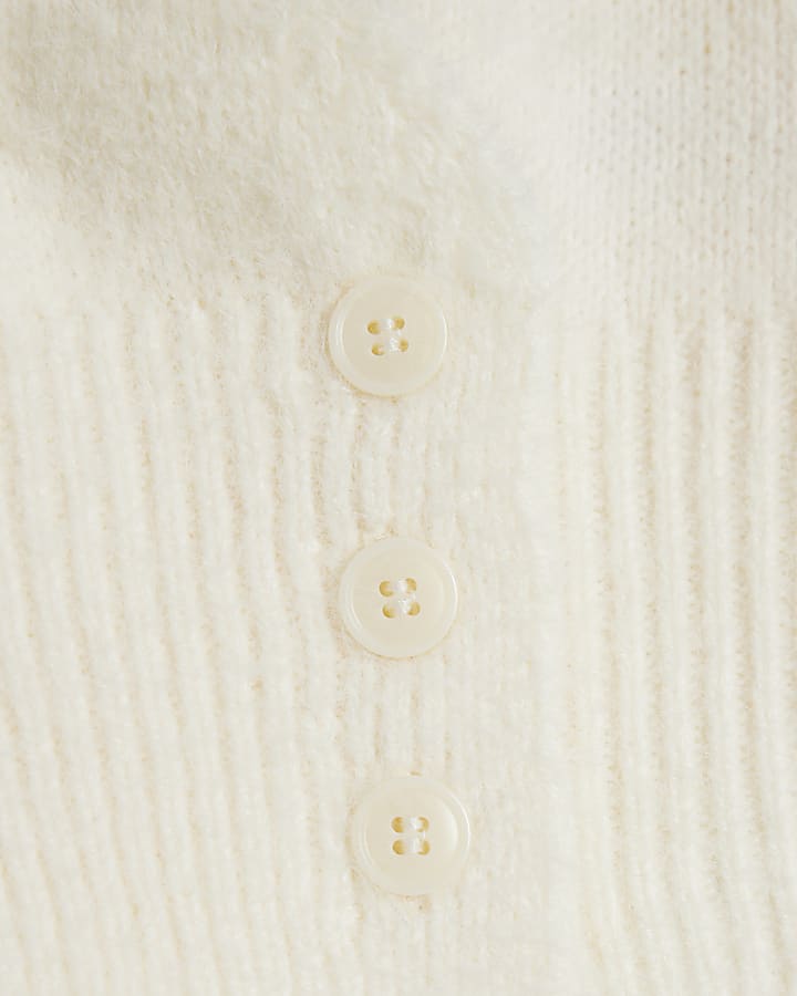 Girls Cream Cut Out Button Up Jumper