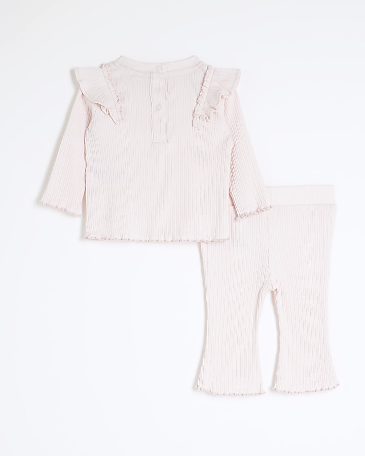 Baby Girls Pink Frill Rib Set