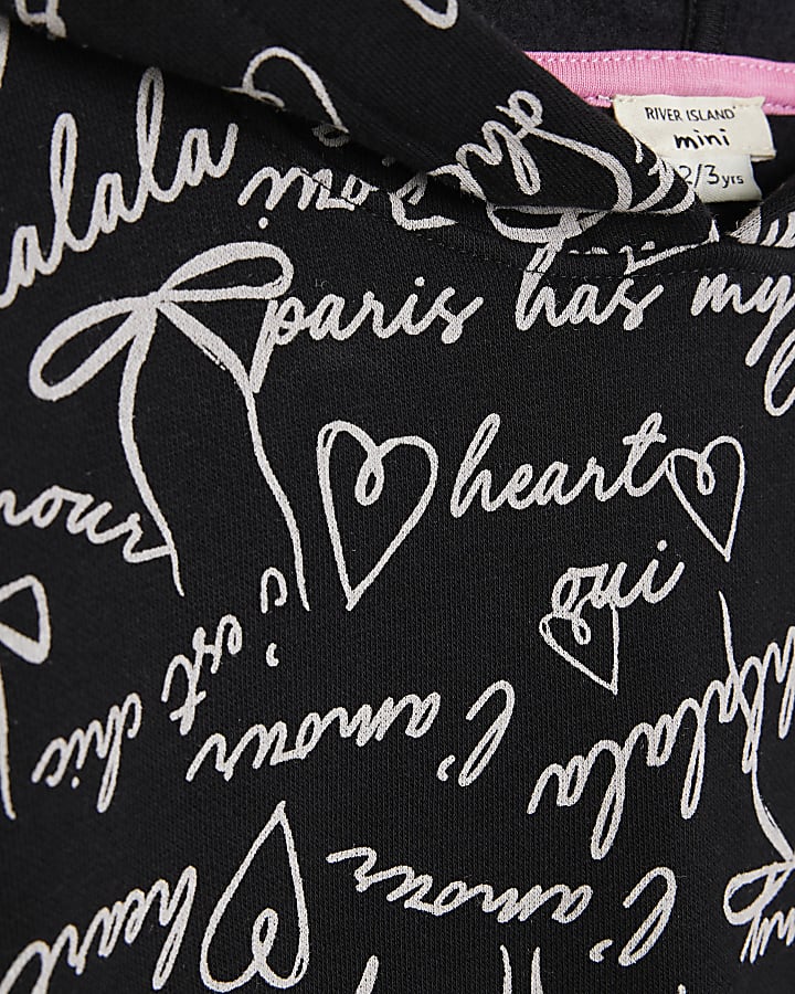 Mini Girls Black Graffiti Sweatshirt Dress