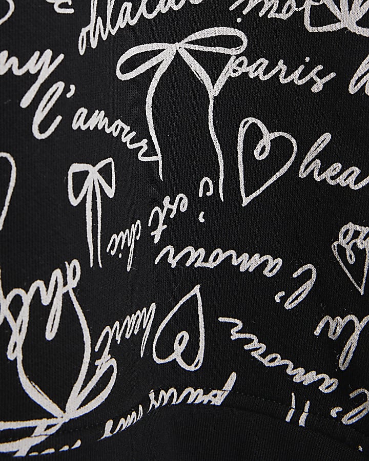 Mini Girls Black Graffiti Sweatshirt Dress
