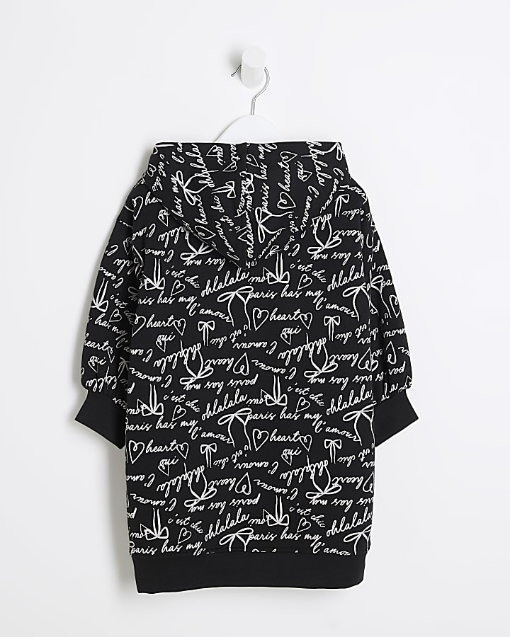 Mini Girls Black Graffiti Sweatshirt Dress