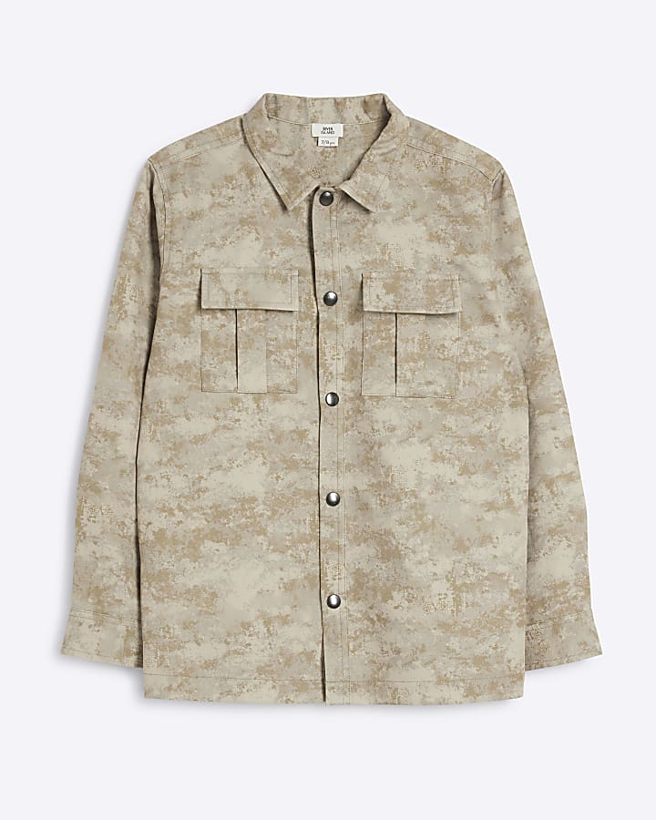 Boys stone camo long sleeve shirt