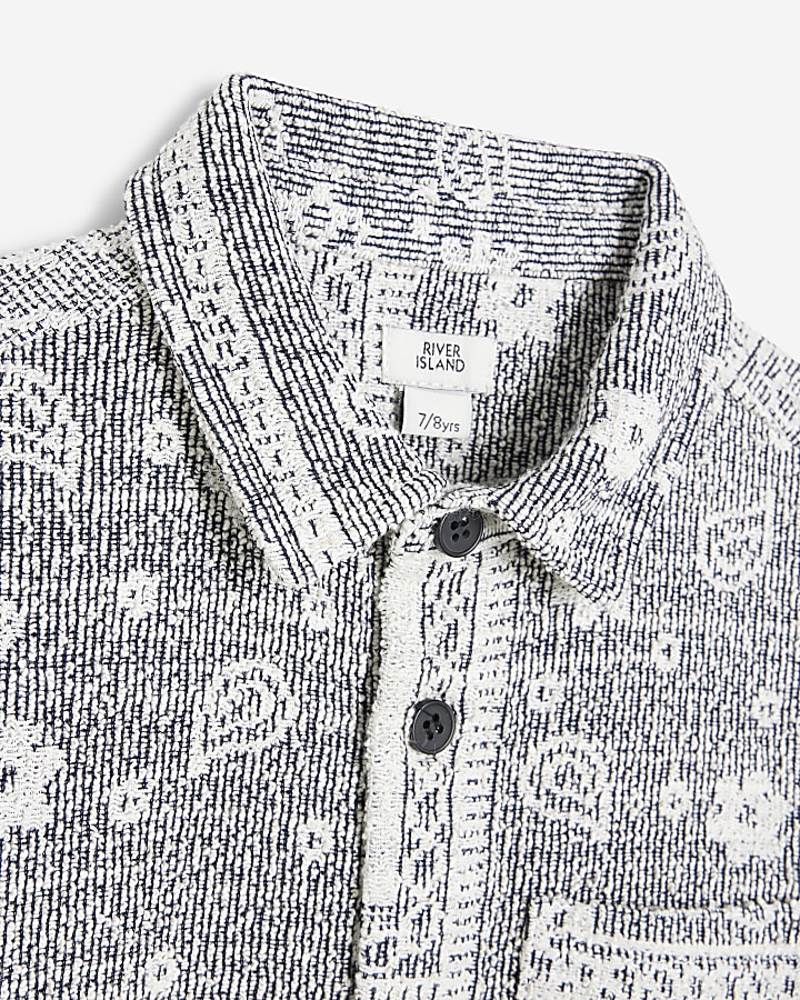 Boys Grey Paisley Tapestry Long Sleeve Shirt