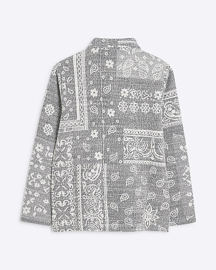 Boys Grey Paisley Tapestry Long Sleeve Shirt